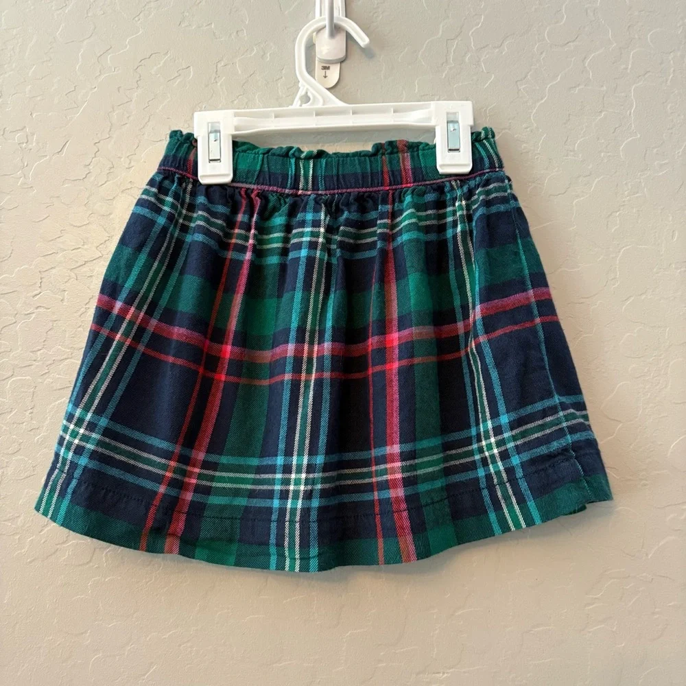 Gymboree green, blue, pink and red plaid print girls skirt size XS 4